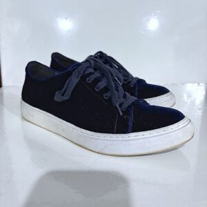 L.K. Bennett Womens EU 37 Navy Suede Lace Up Sneakers Indie Chic Casual